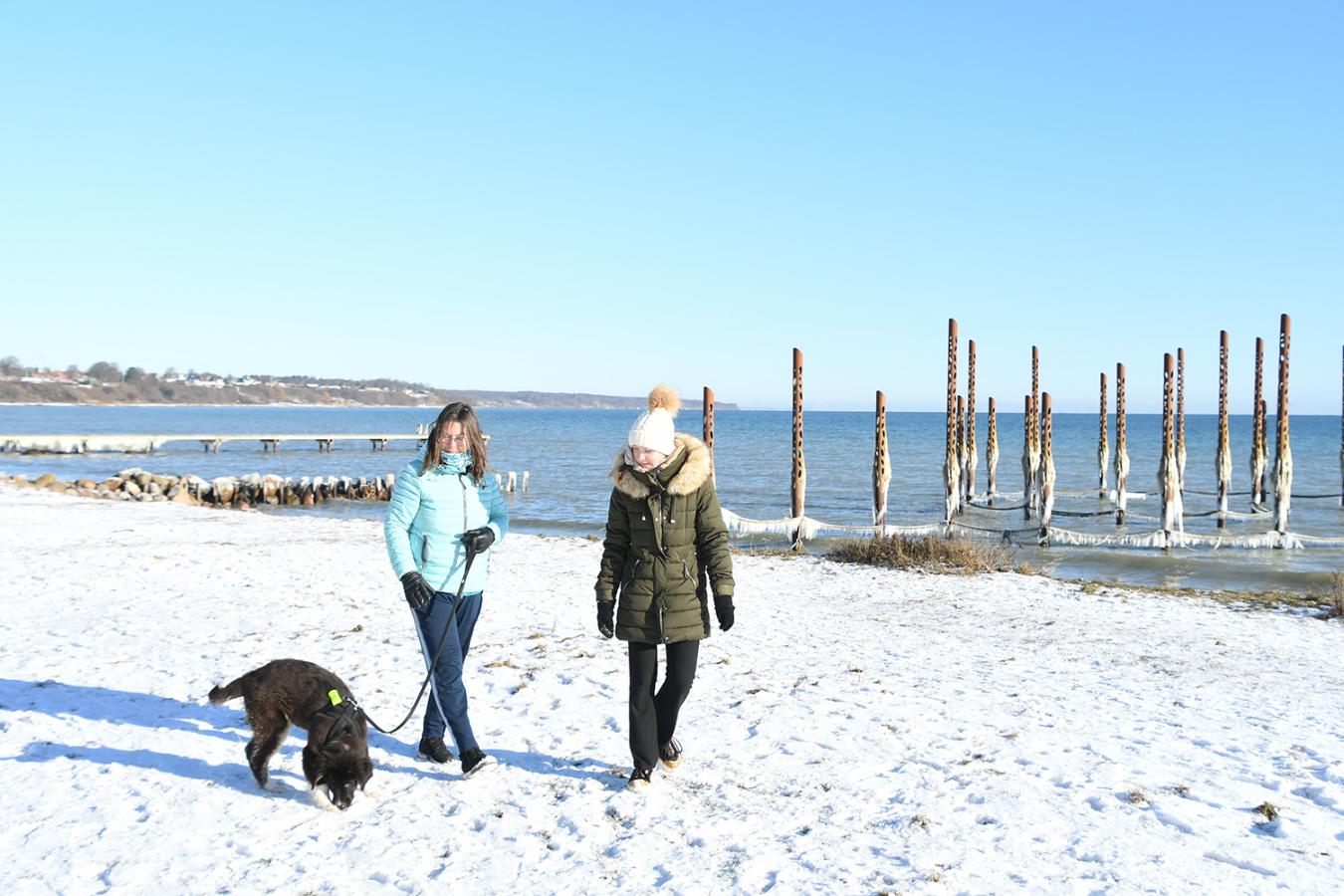 Gåtur på Østerstrand i vintervejr