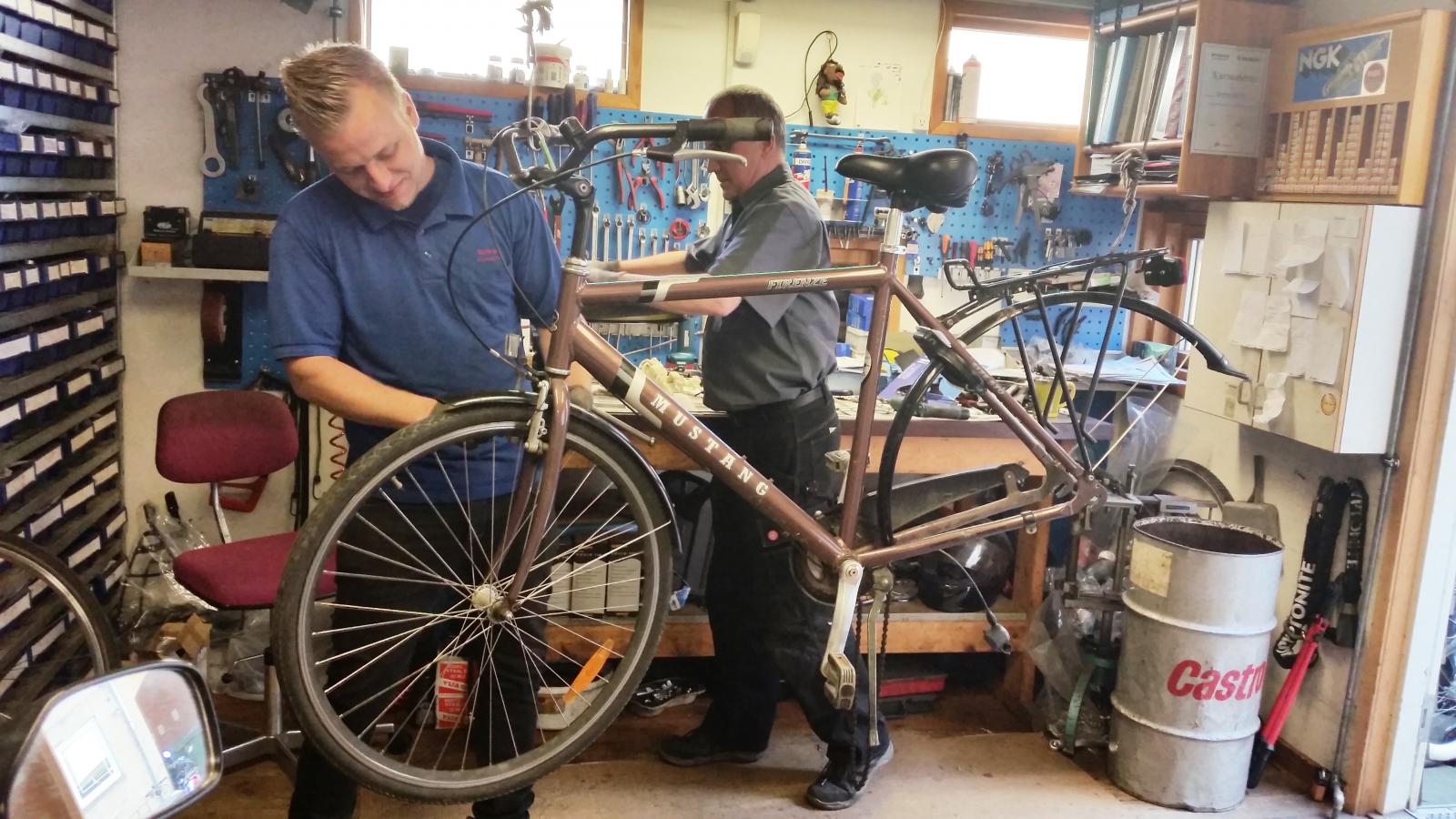 Cykel på værksted