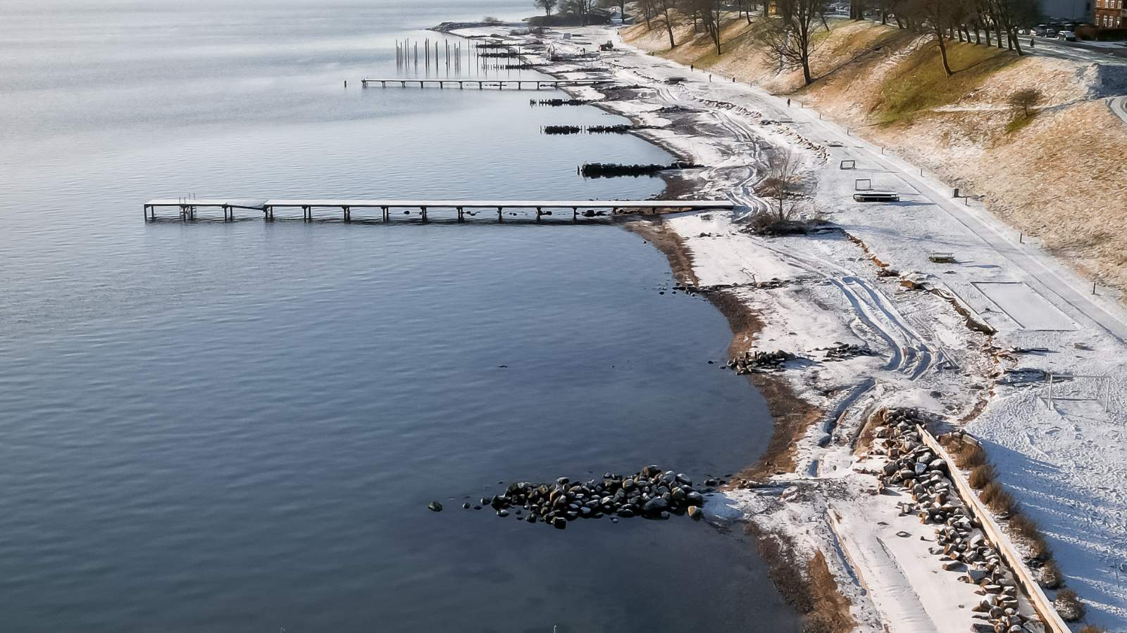Østerstrand i Fredericia med sne