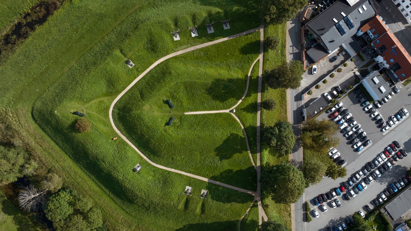 Kanonerne på Fredericia Vold set fra oven